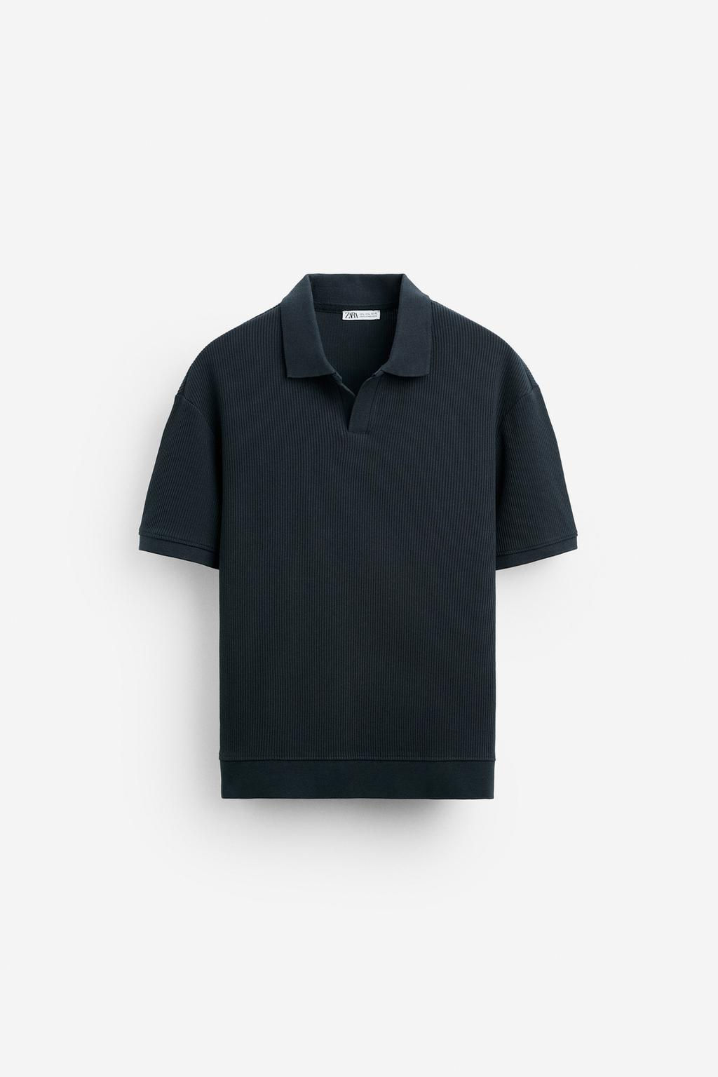 TEXTURED POLO SHIRT WITH RIBBED TRIMS - Zara фото 65