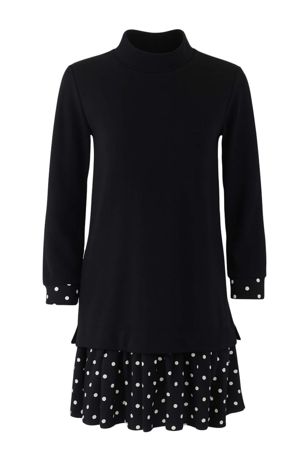 Siyah Selanik Dik Yaka Puantiyeli Mini Orme Elbise TWOAW25EL00282