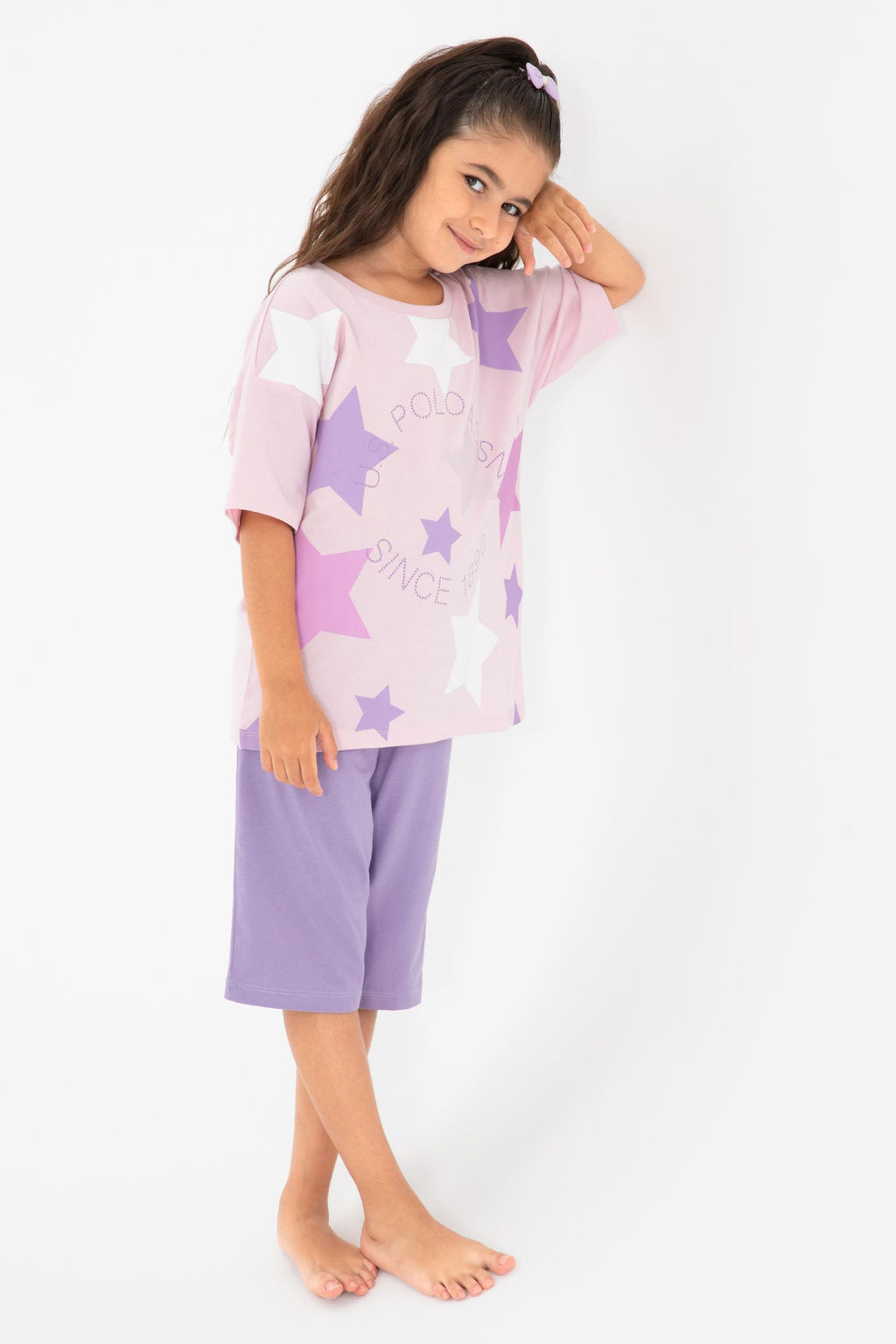K_z _ocuk Toz Pembe Pijama Tak_m_ Sepette S_rpriz _ndirim - U.s. polo assn фото 6
