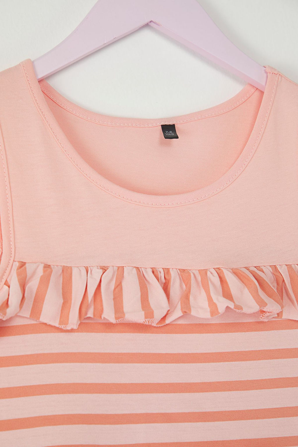 Pembe K?z Cocuk %100 Pamuk Cizgili Kolsuz Mini Bayraml?k Orme Elbise TKDSS25EL00062 - Trendyolmilla фото 3