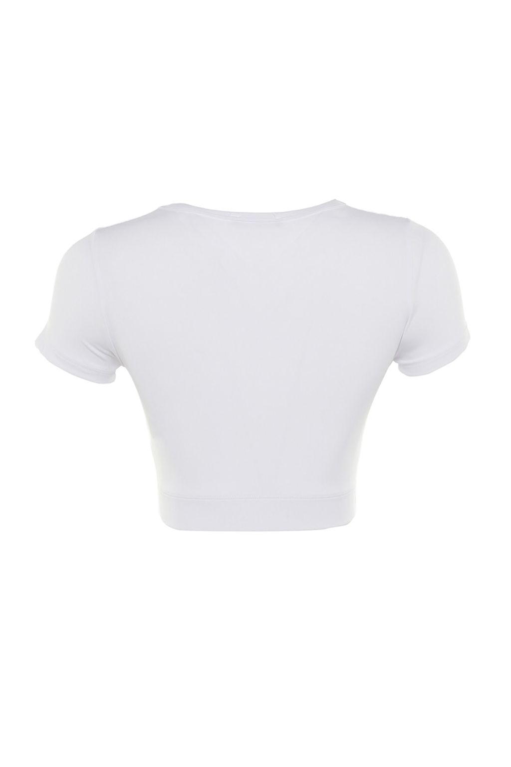 Beyaz Crop Hafif Destekli Yumusak Dokulu Bisiklet Yaka Orme Spor Ust/Bluz TWOAW21BZ0158