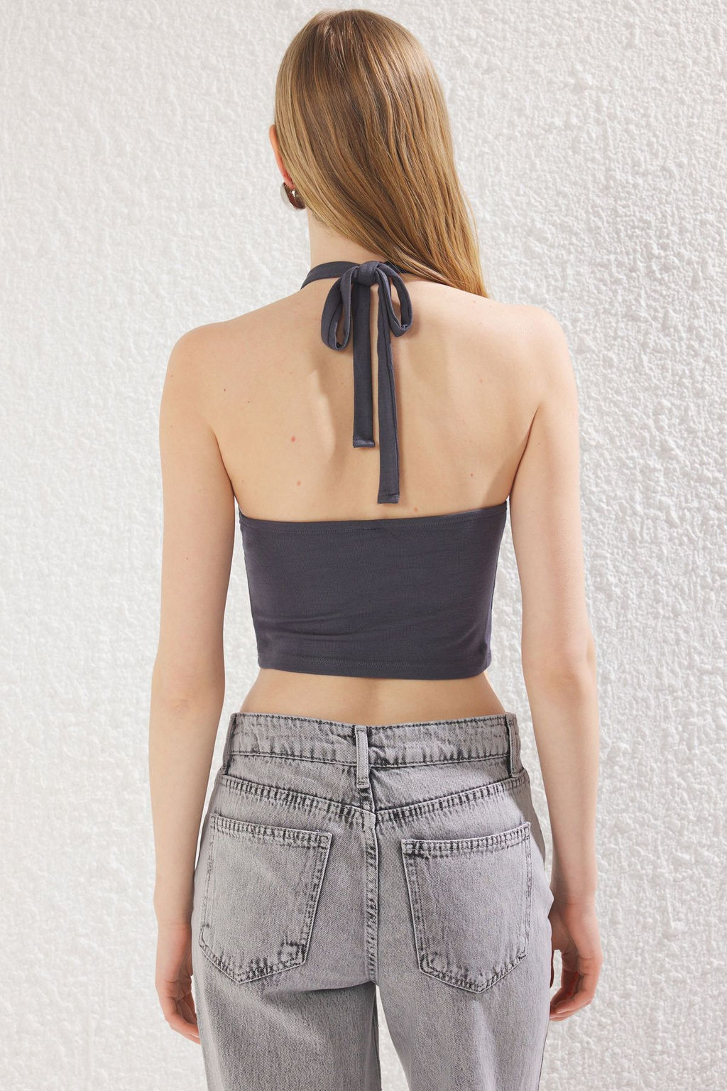 Bordo Boyundan Baglamal? Fitted/Vucuda Oturan Orme Bluz TWOSS25BZ00136 - Trendyolmilla фото 10