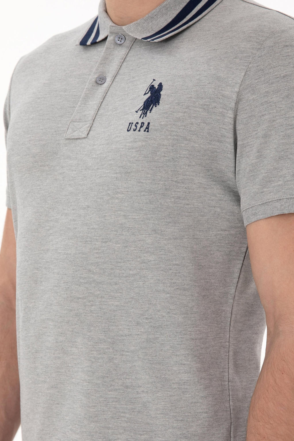 Erkek Slim Fit Polo Yaka Gri Melanj Basic Ti__rt Sepette S_rpriz _ndirim - U.s. polo assn фото 7