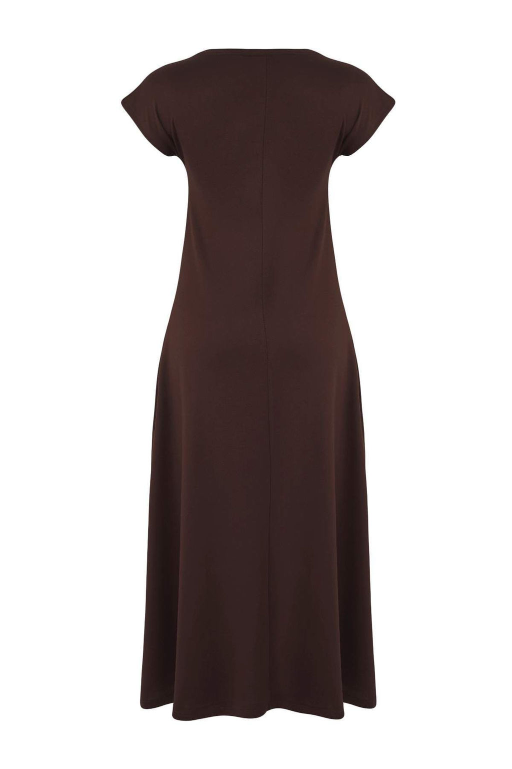 Kahverengi Ay Kol A-line/Can Ac?lan Bisiklet Yaka Maxi Orme Elbise TWOSS25EL00898