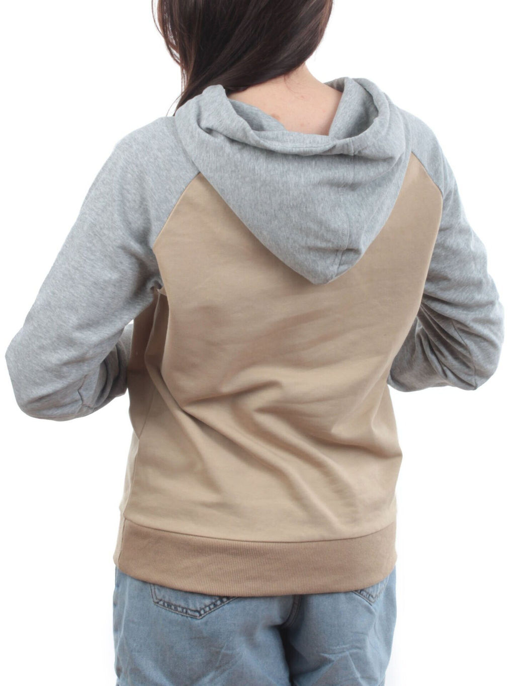 E103 BEIGE/GRAY Толстовка женская (хлопок 90%, полиэстер 10%)