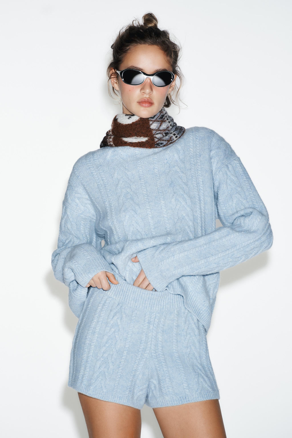 80% WOOL CABLE KNIT SHORTS SKI COLLECTION - Zara фото 10