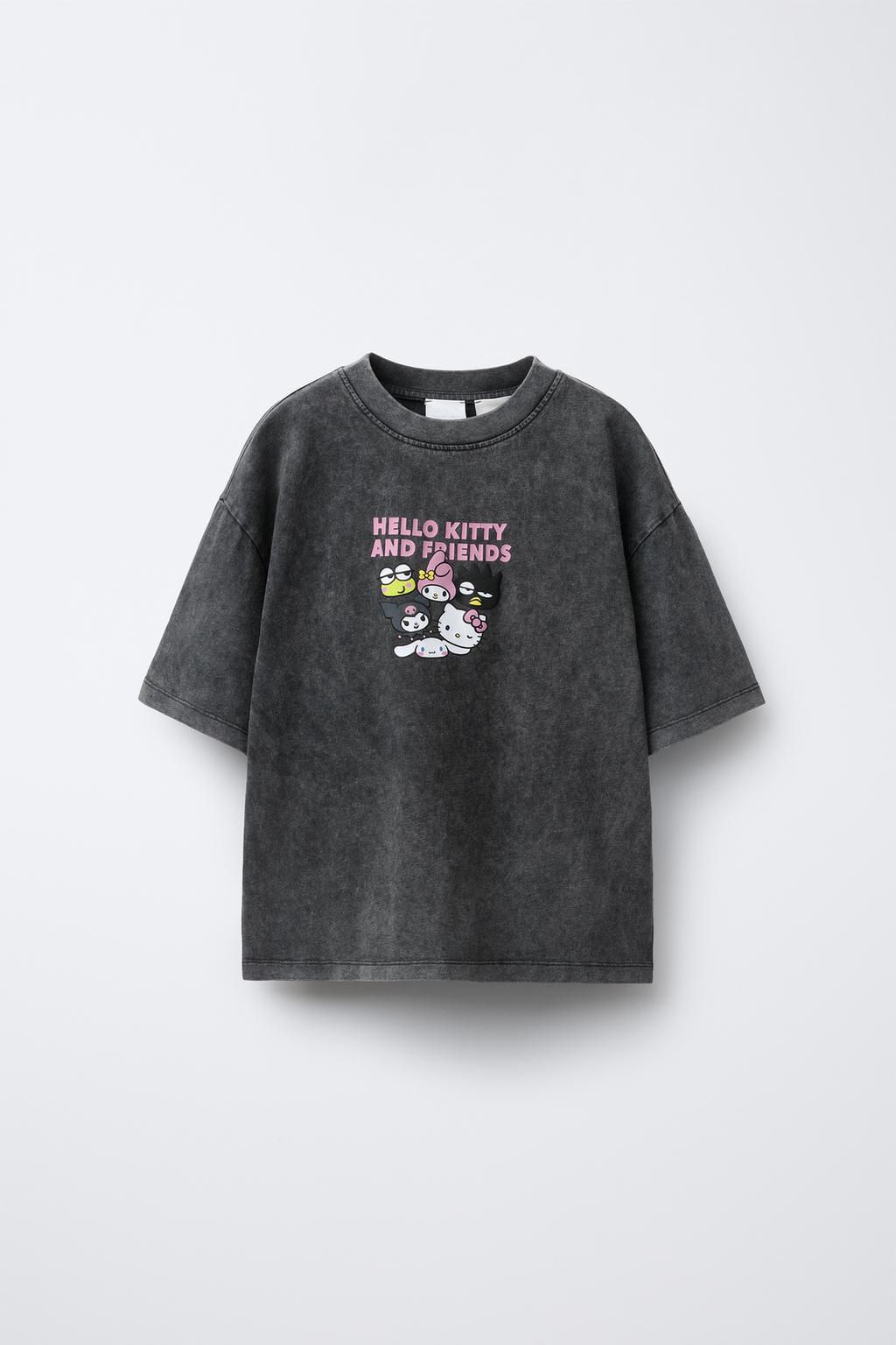 WASHED-EFFECT HELLO KITTY AND FRIENDS  SANRIO PRINT T-SHIRT