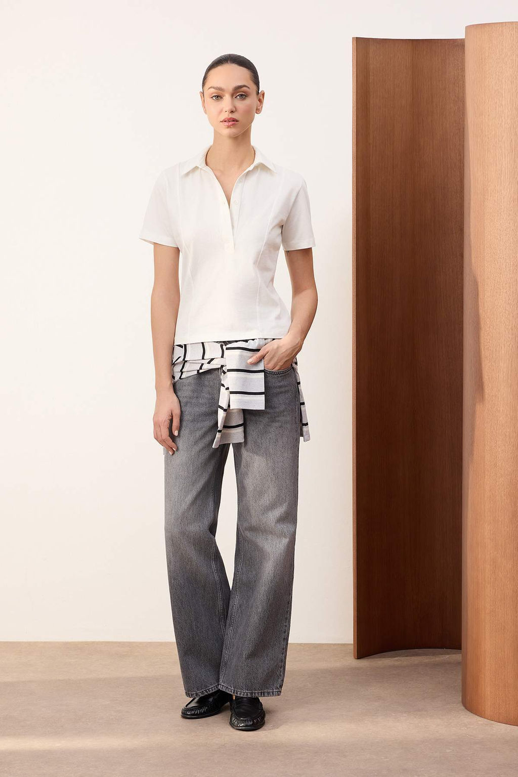 Lacivert Regular/Normal Kal?p Polo Yaka Dikis Detayl? Tok %100 Pamuk Orme Bluz TWOSS26BZ00043 - Trendyolmilla фото 6