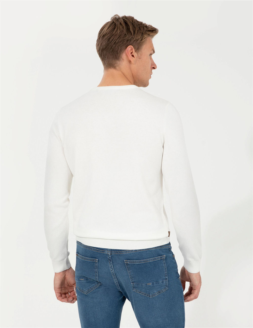 Ekru Slim Fit Bisiklet Yaka Basic Triko Kazak - Pierre cardin фото 5
