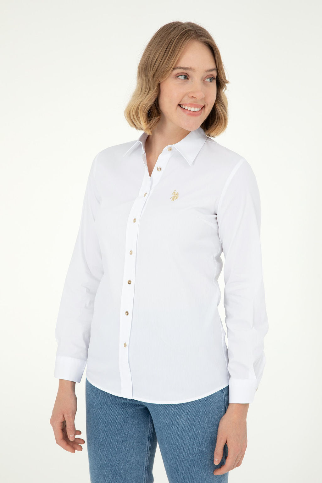 Рубашка U.S. Polo Assn Basic белая с длинным рукавом