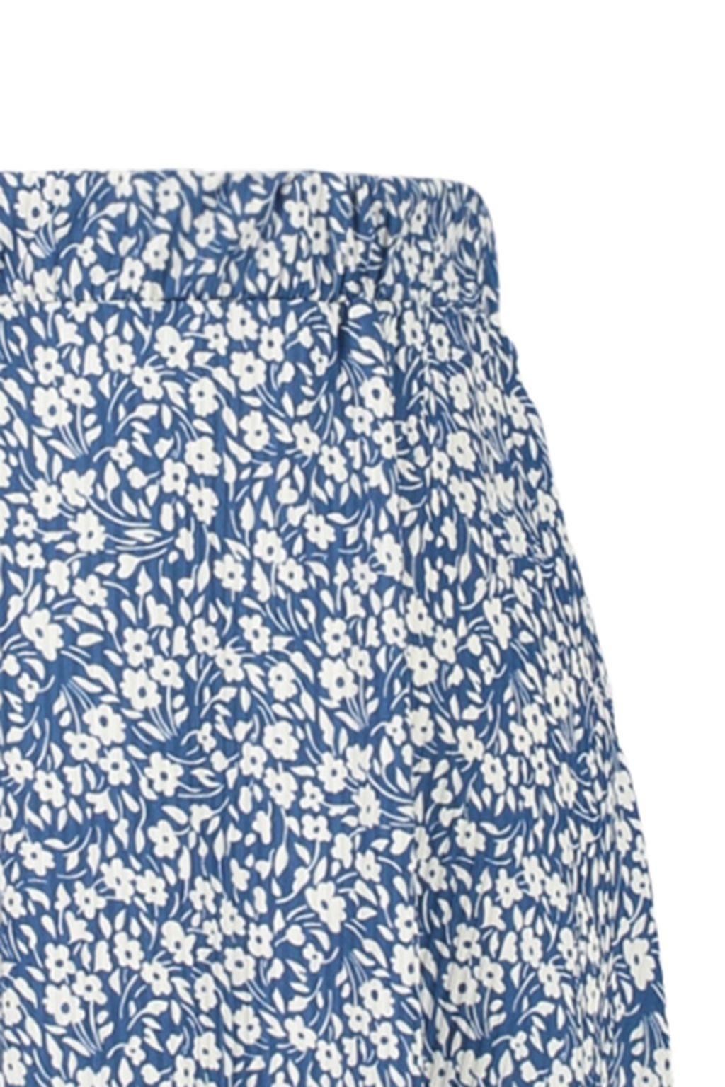 Indigo Desenli Volanl? Asimetrik Yuksek Bel Midi Esnek Orme Etek TWOAW20ET0440