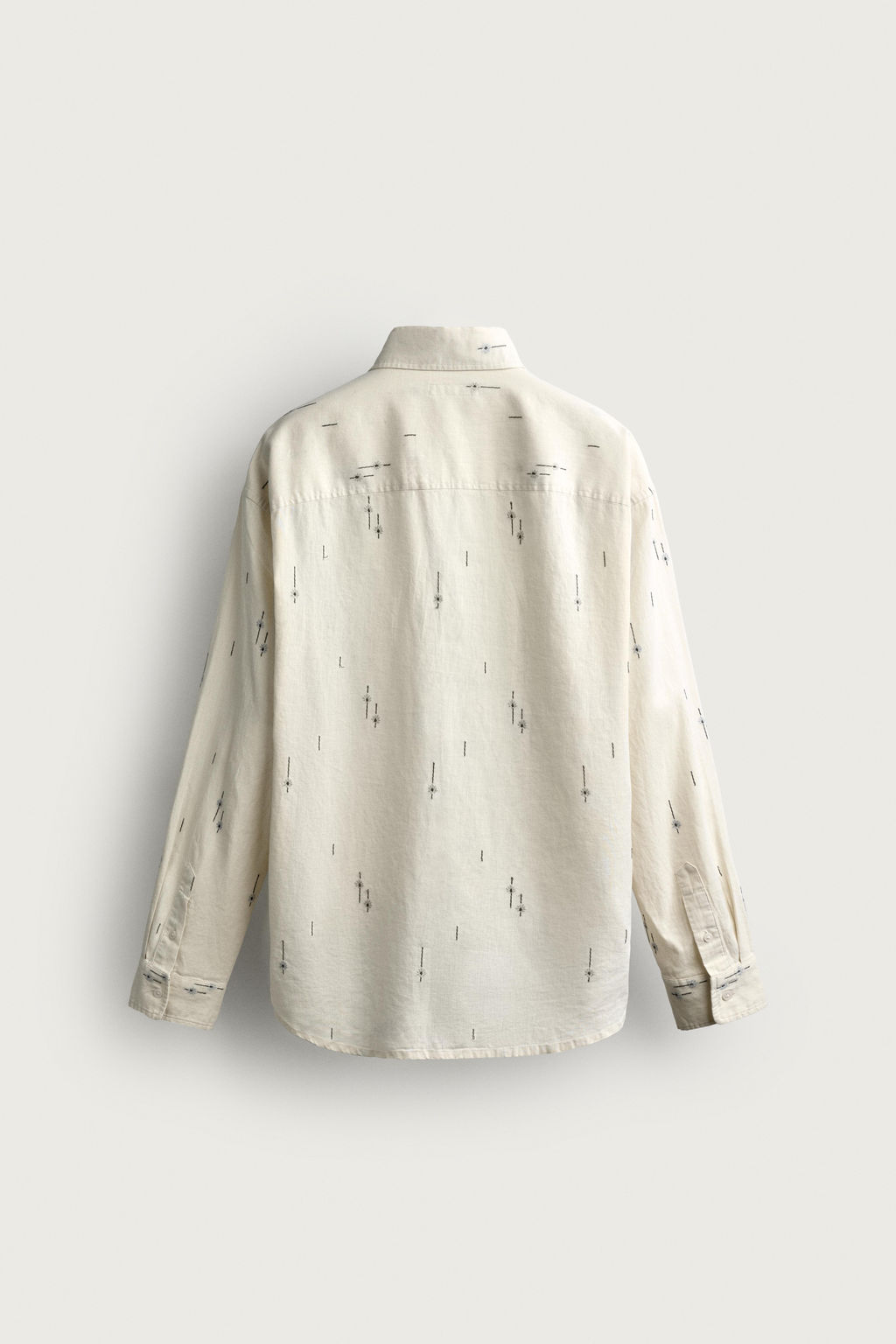 CAMISA RELAXED FIT ALGOD?N - LINO BORDADOS / Crudo - Zara фото 8