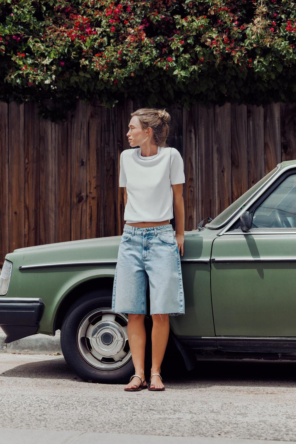 SHORT SLEEVE KNIT TOP WITH PIPING - Zara фото 6