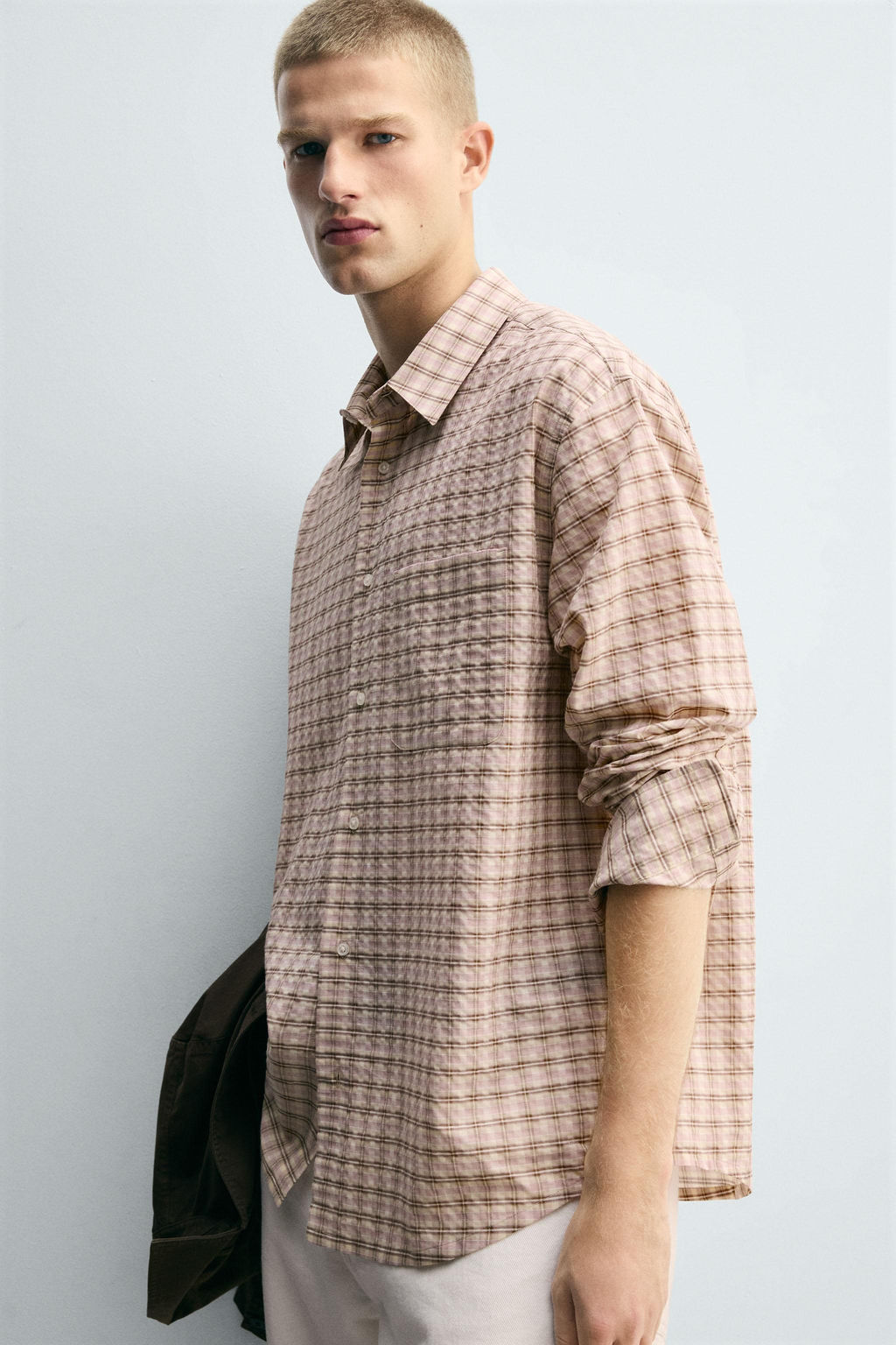 TEXTURED CHECK SHIRT - Zara фото 5