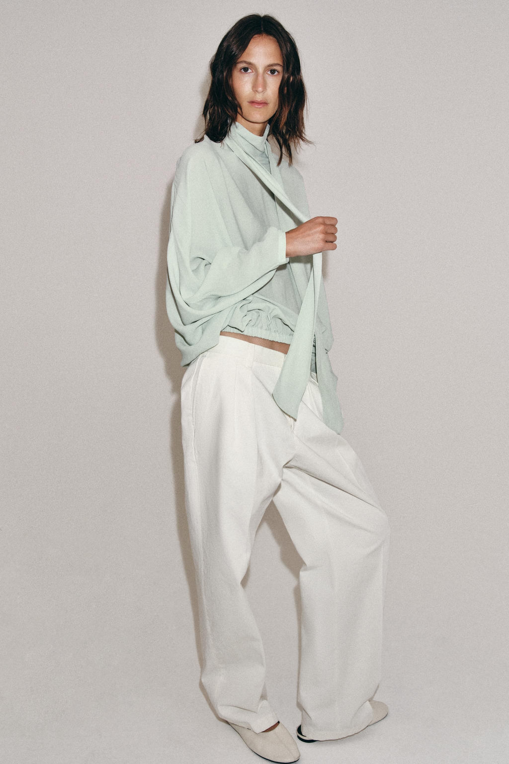 CAMISA LAZADA ZW COLLECTION / Verde agua - Zara фото 5