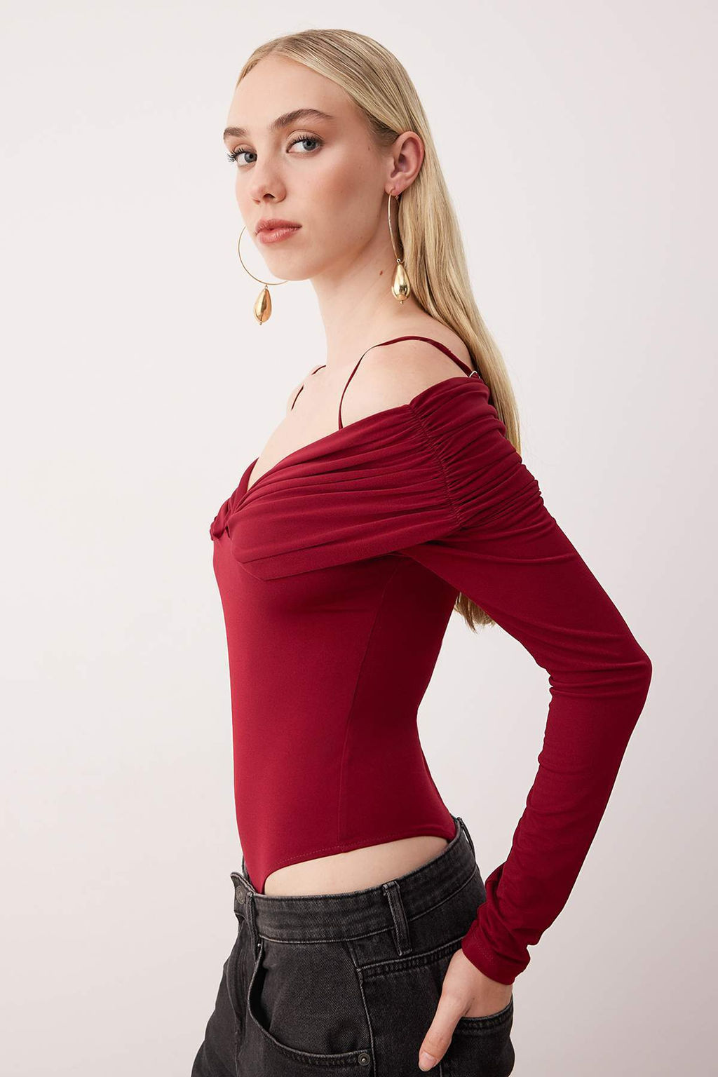 Siyah Carmen Yaka Orme Body TPRAW26BD00022 - Trendyolmilla фото 6