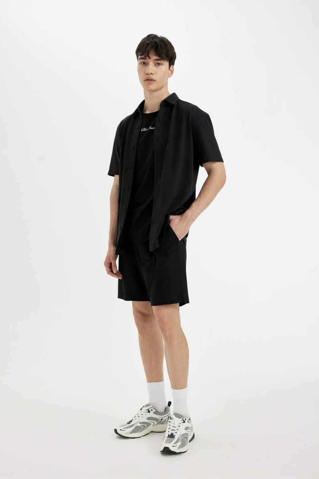 Slim Fit Dar Kesim Dar Paca Cepli Basic Duz Sort - Defacto фото 5