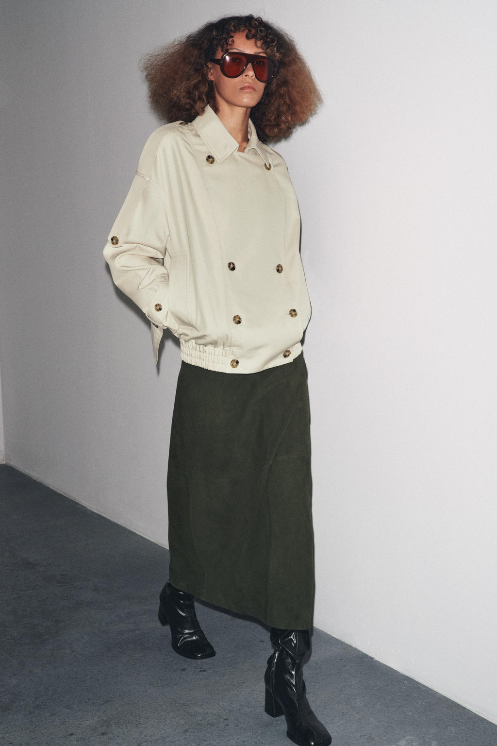 ZW COLLECTION WATER-REPELLENT SHORT TRENCH COAT