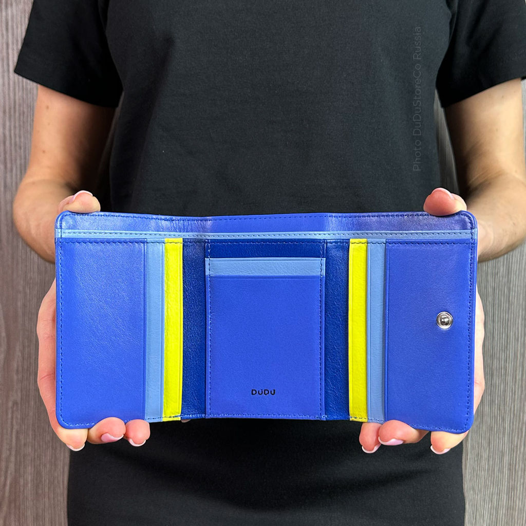 Итальянский кожаный кошелек DuDu серии Pemba | васильковый - Dudubags фото 7
