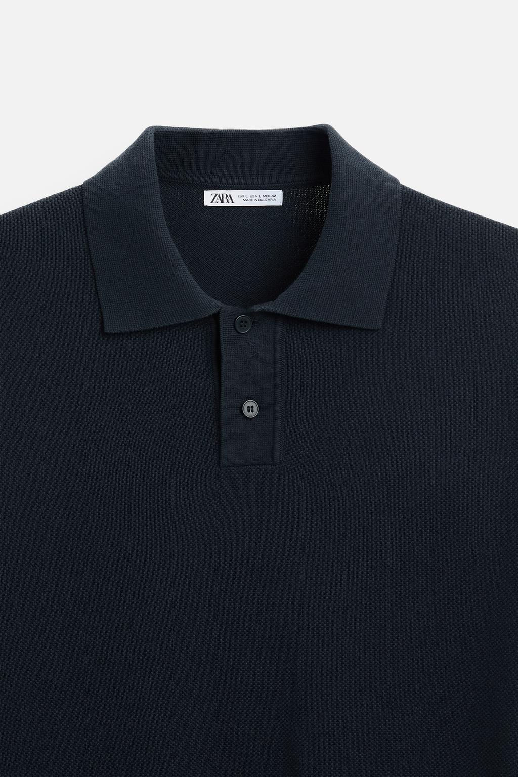 TEXTURED KNIT POLO SHIRT - Zara фото 30
