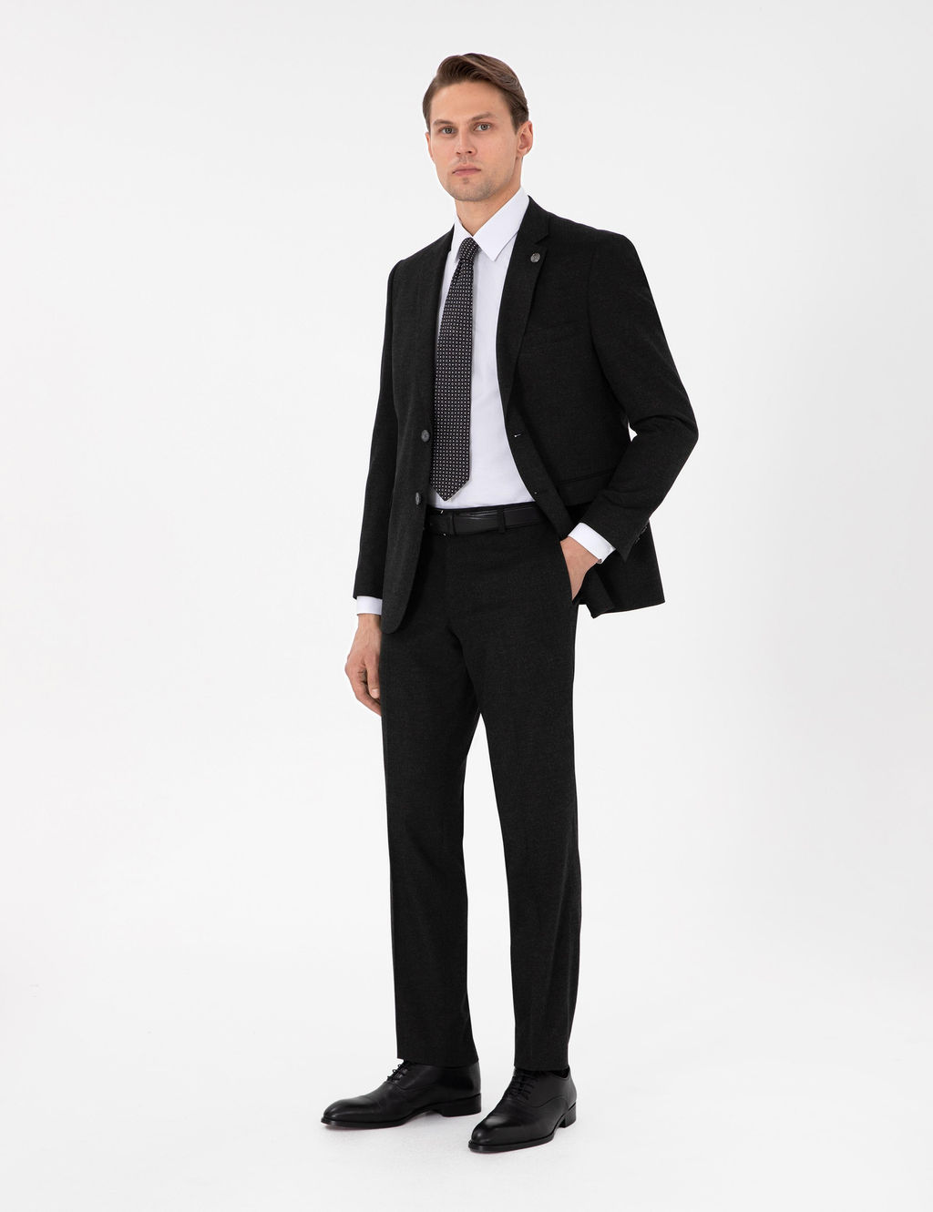 Antrasit Slim Fit Tak_m Elbise