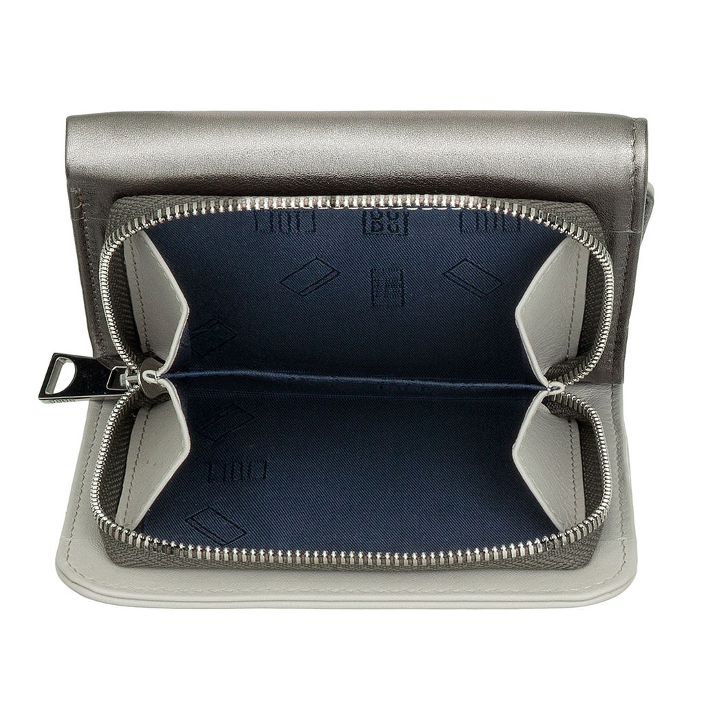 Итальянский кожаный кошелек DuDu серии Pemba | темно-серебристый - Dudubags фото 4