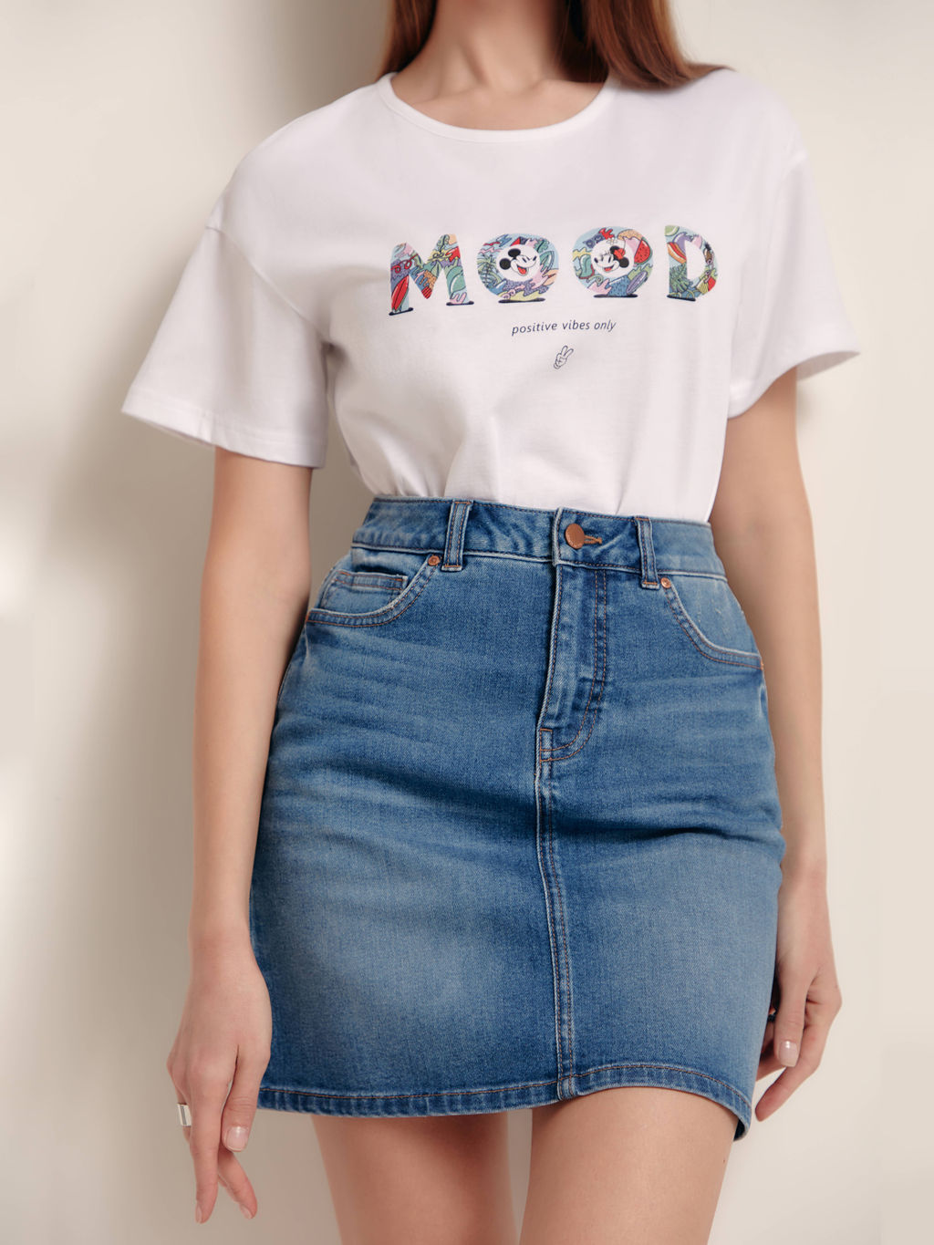 CONTE Джинсовая mini-юбка А-силуэта CON-357 mid blue