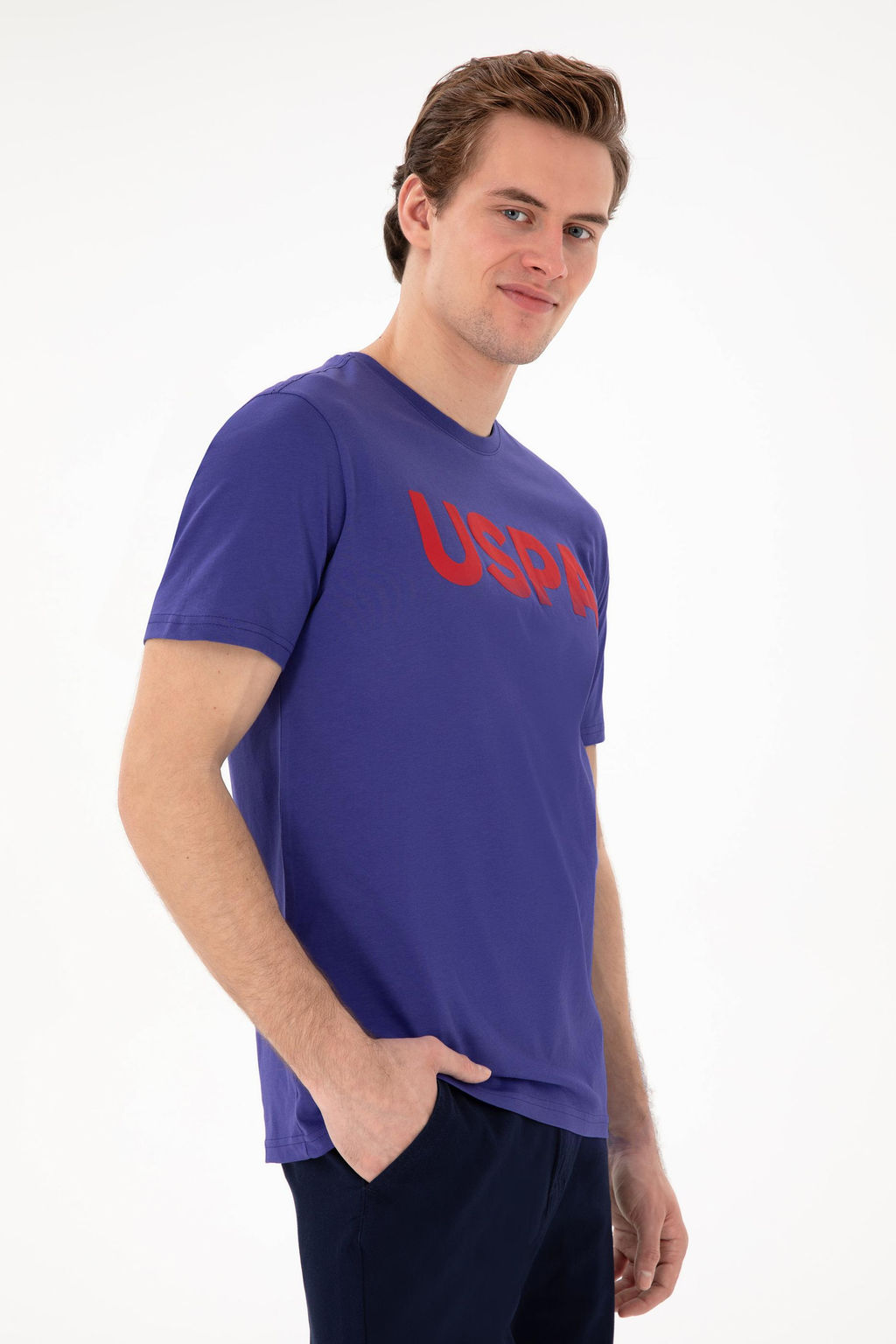 Erkek Regular Fit Bisiklet Yaka Kobalt Basic Ti__rt Sepette S_rpriz _ndirim - U.s. polo assn фото 3