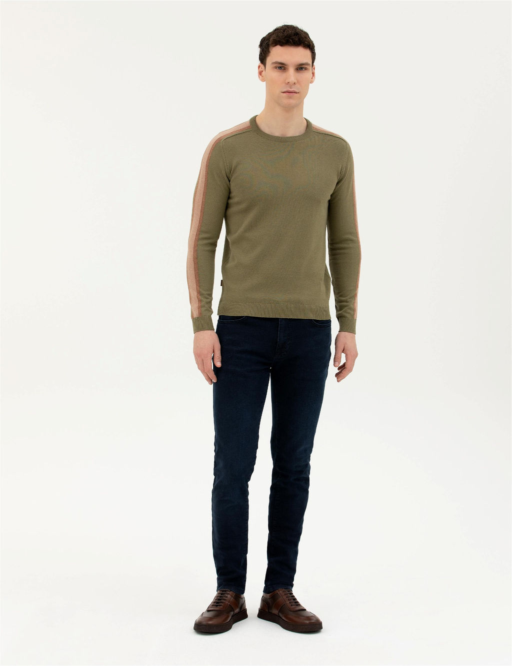 Haki Slim Fit Bisiklet Yaka Triko Kazak - Pierre cardin фото 4