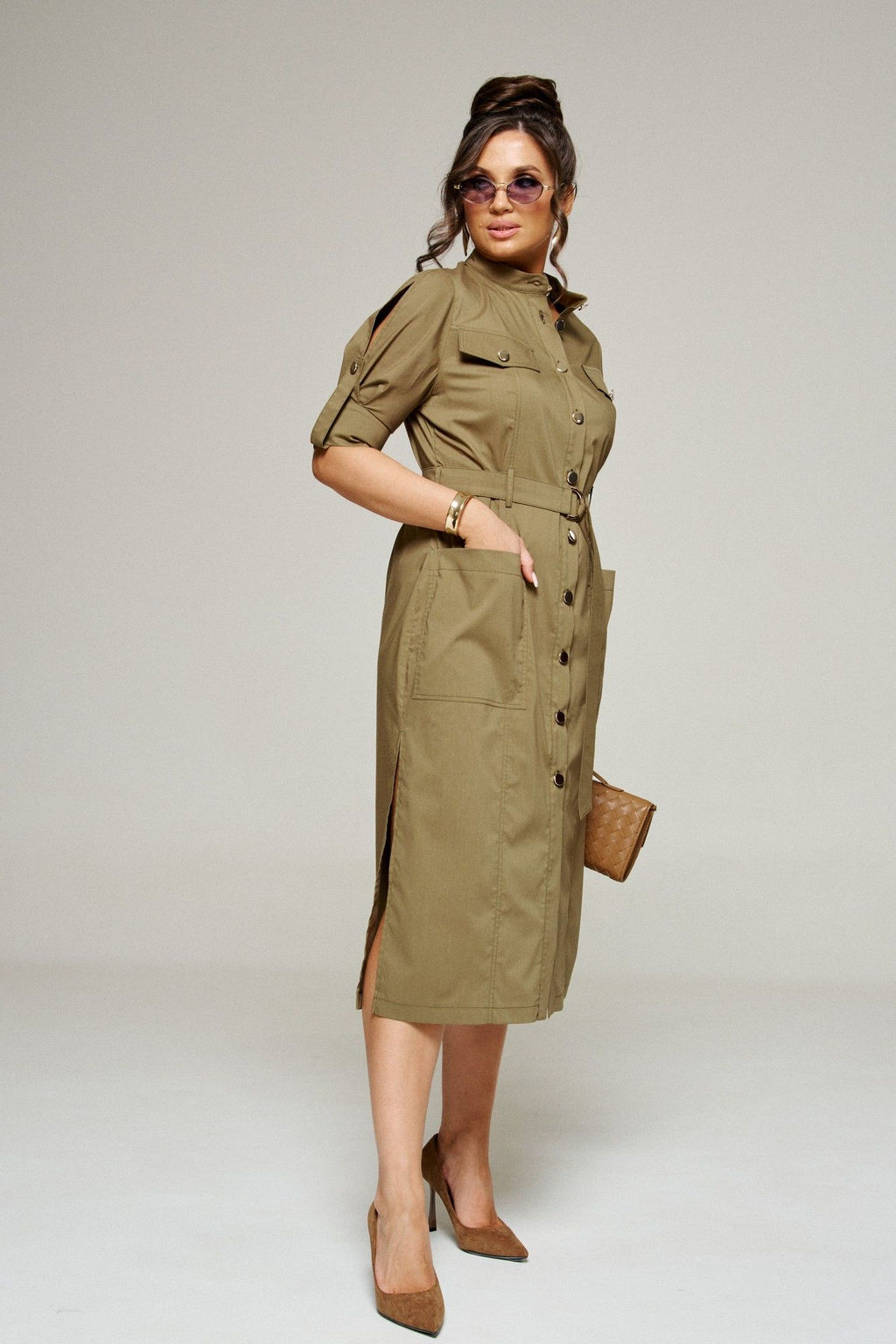 Платье 6339 оливка, Платье, Пояс - Beautiful and free фото 6