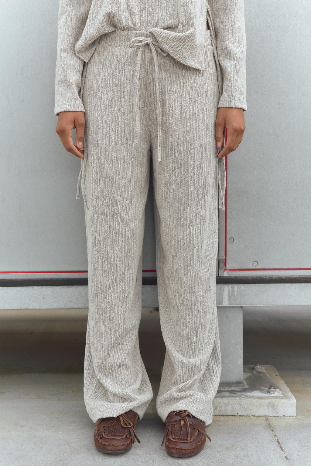 TEXTURED STRAIGHT-LEG TROUSERS - Zara фото 2