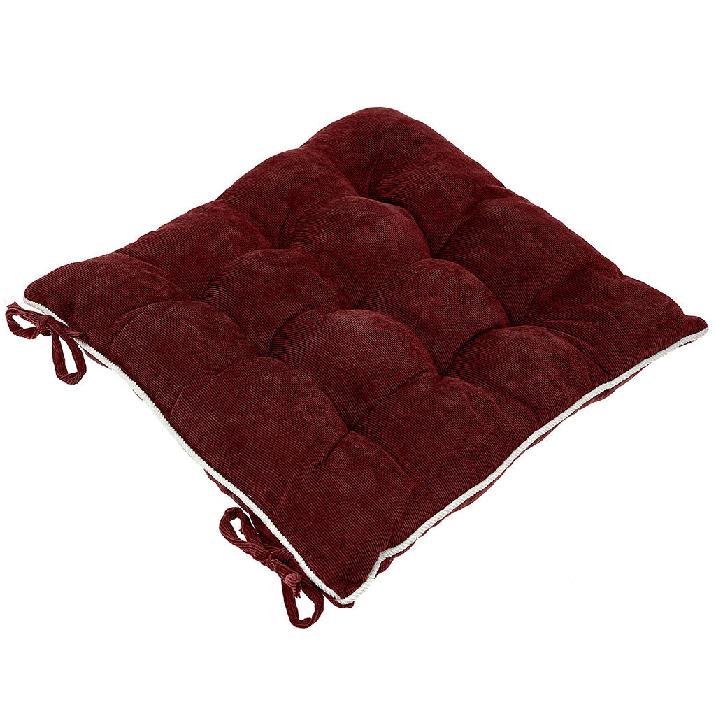 Подушка для стула 40х40х5см Вельвет с кантом, бордовый, 100% полиэстер (наполнитель синтепон) (Китай) - Домашняя Мода фото 2