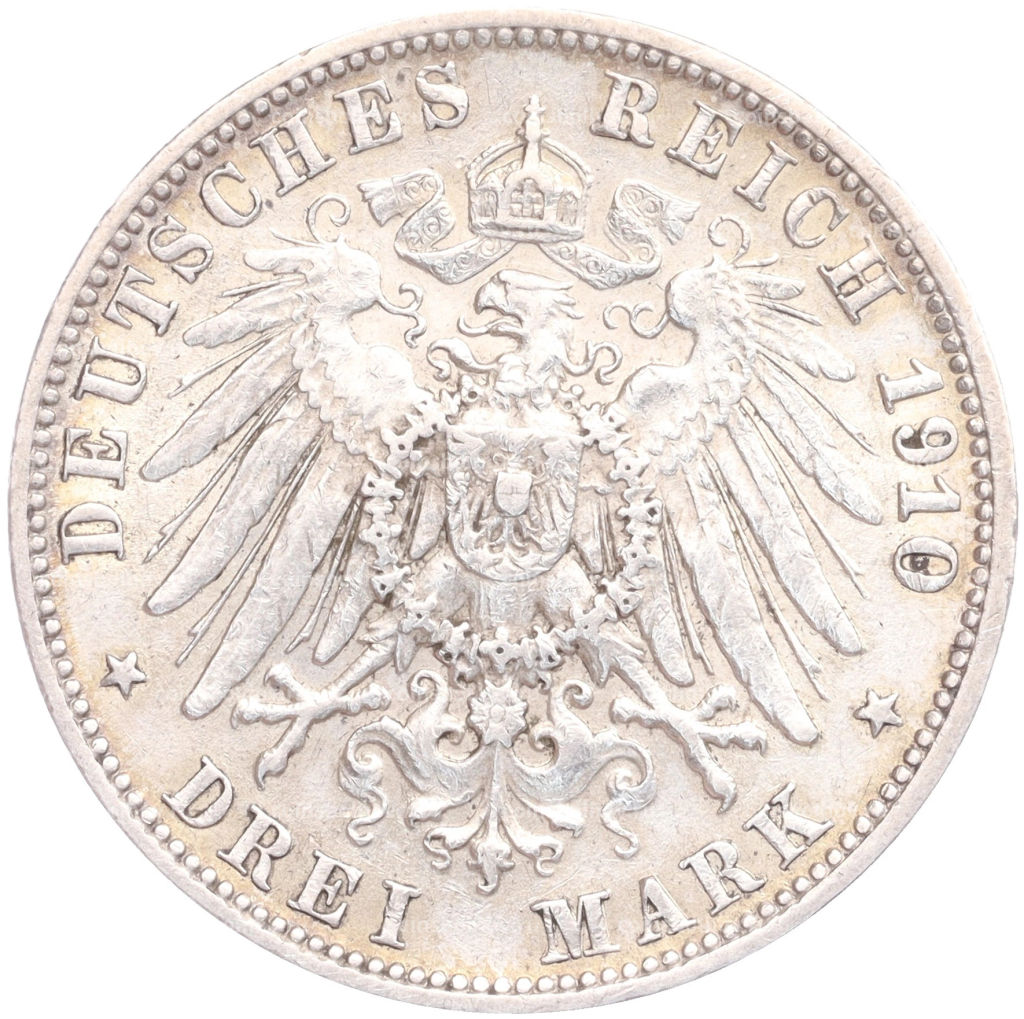 3 марки 1910 года F Германия (Вюртембург)