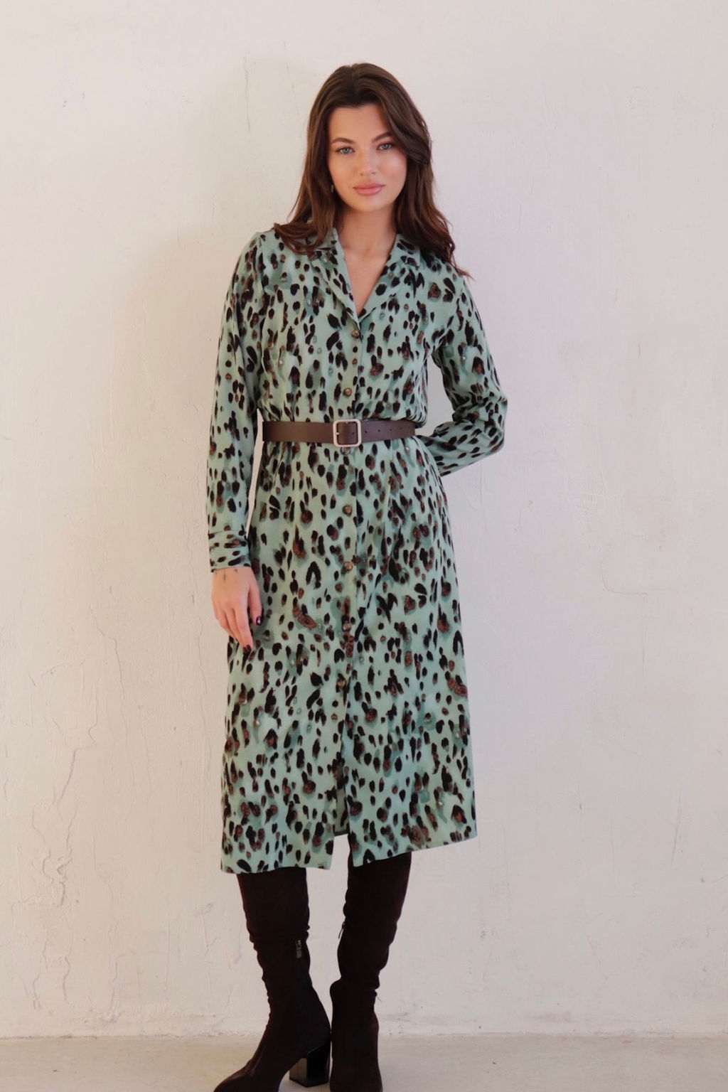 Платье-рубашка с английским воротником принт - Martichelli фото 130