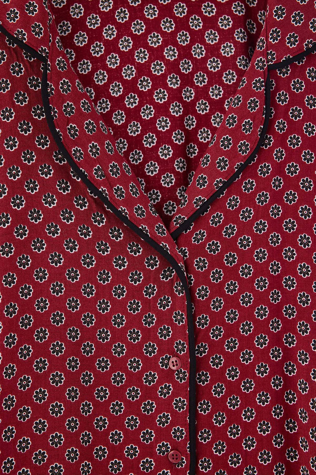 Bordo _i_ekli Biye Detayl_ Dokuma Pijama Tak_m_ THMAW27PT00047