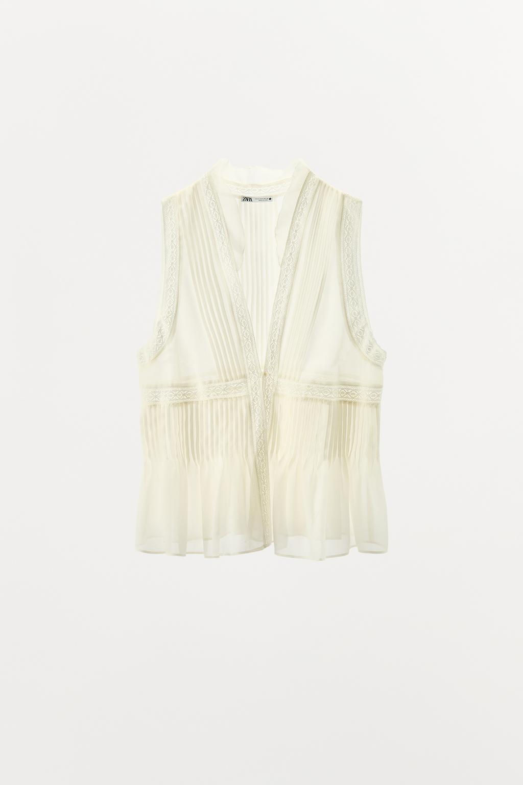 PLEATED LACE TRIM TOP - Zara фото 4