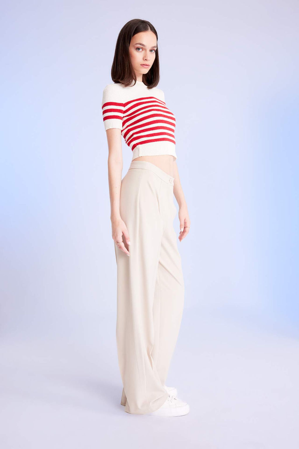 Standart Boy Pantolon Wide Leg Genis Bol Paca Basic Duz Yuksek Bel - Defacto фото 5