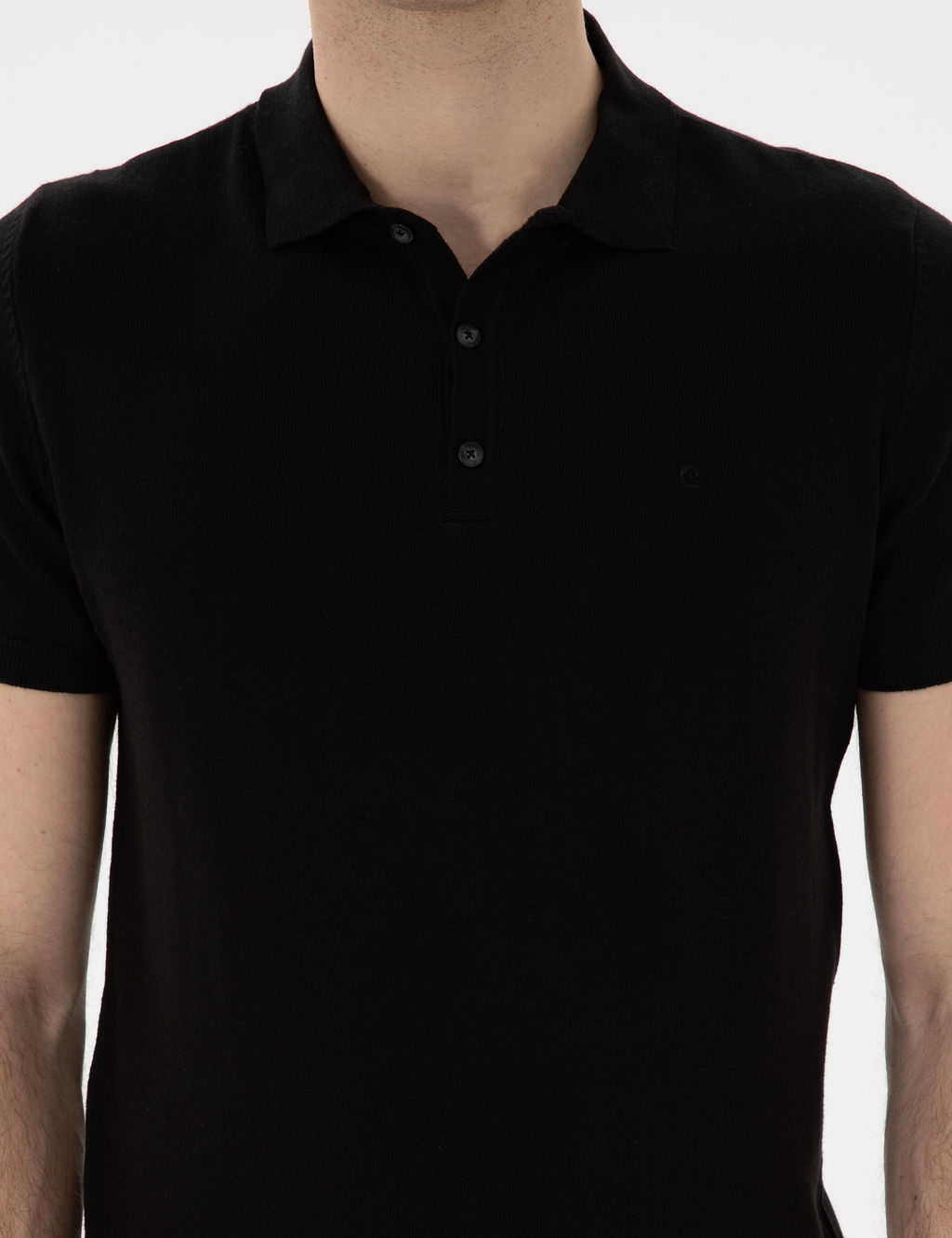 Siyah Slim Fit D__meli Polo Yaka Triko Ti__rt