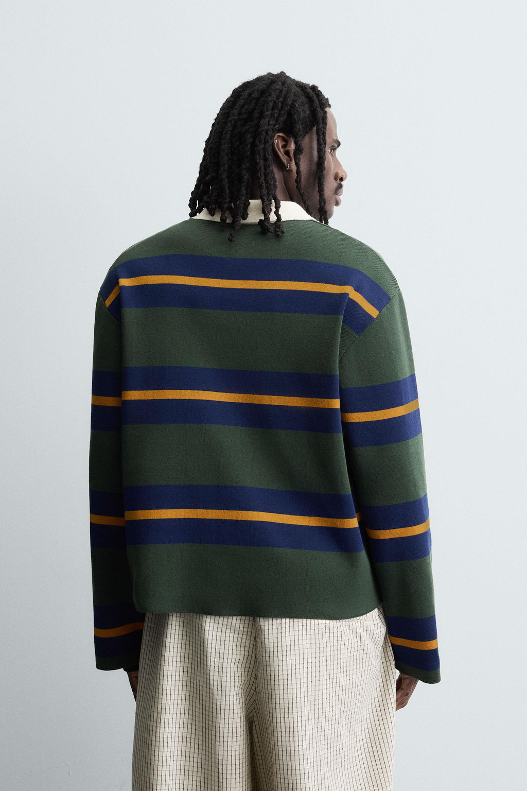 STRIPED KNIT POLO SHIRT WITH CONTRAST COLLAR - Zara фото 3