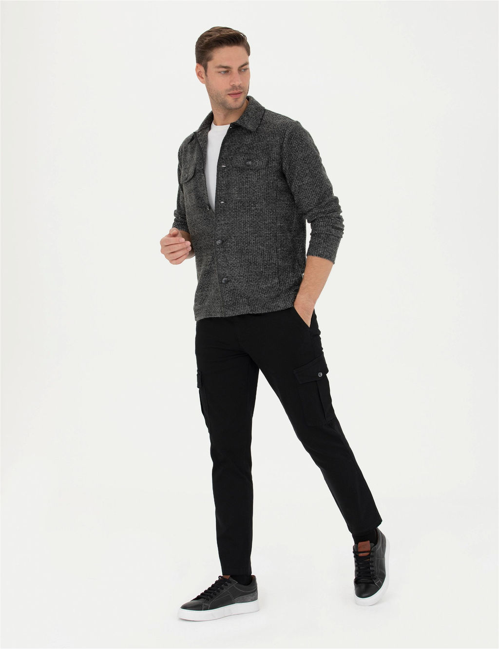 Siyah Slim Fit Kanvas Pantolon