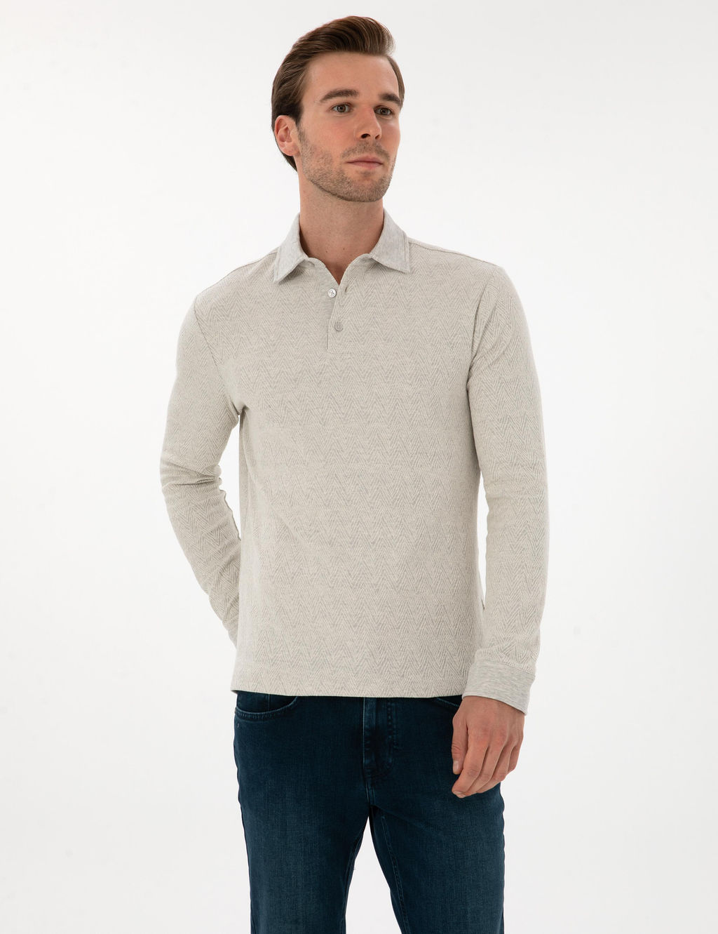 Ta_ Regular Fit Pamuk Kar___ml_ Polo Yaka Sweatshirt