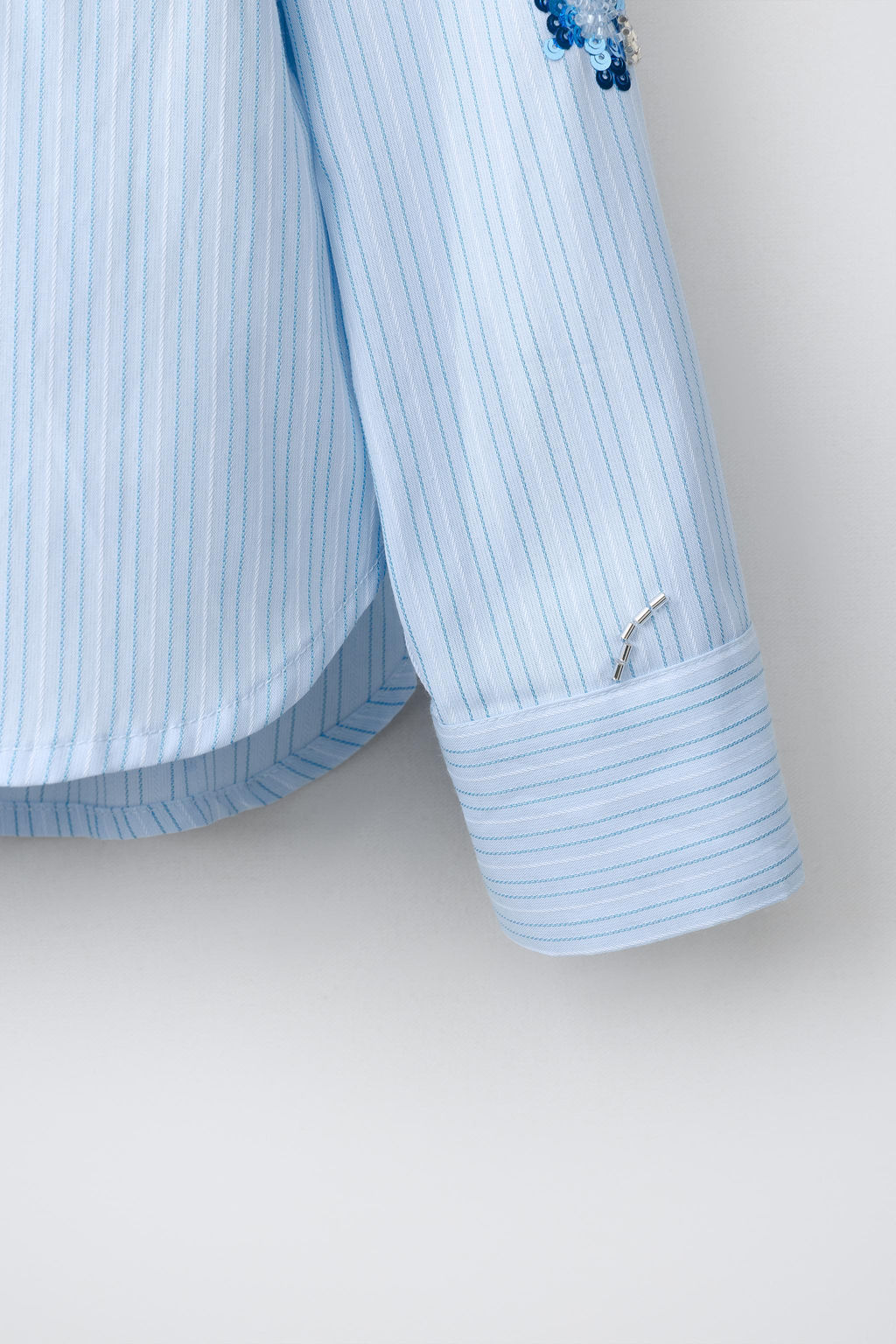 CAMISA Y TOP RAYAS FLORES LENTEJUELAS / Azul - Zara фото 5