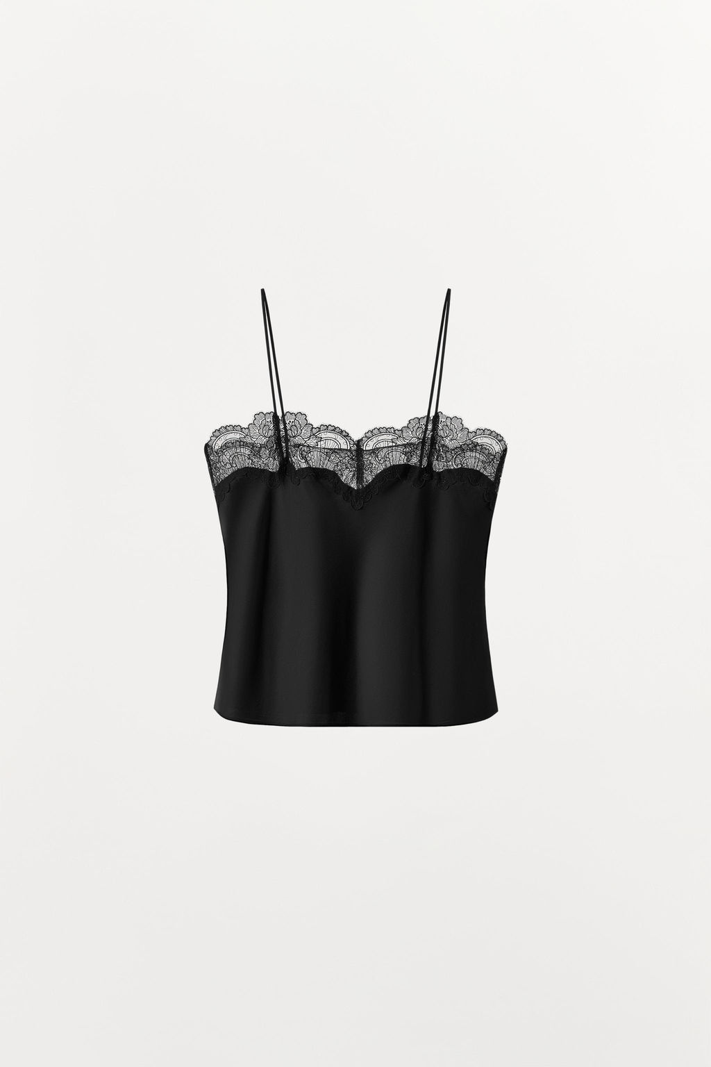 SATIN STRAPPY TOP WITH LACE TRIM - Zara фото 5