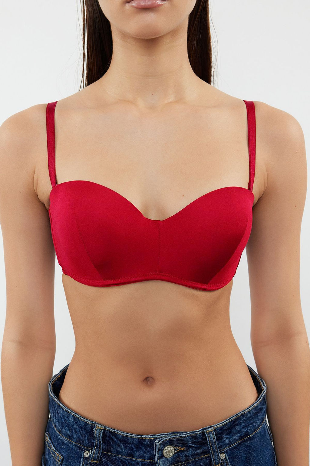 TRENDYOLMILLA Ten Dolgulu/Push-Up Butun Kap C?kar?labilir Ip Ask?l? Straplez Orme Sutyen THMAW21SU0059 фото 3