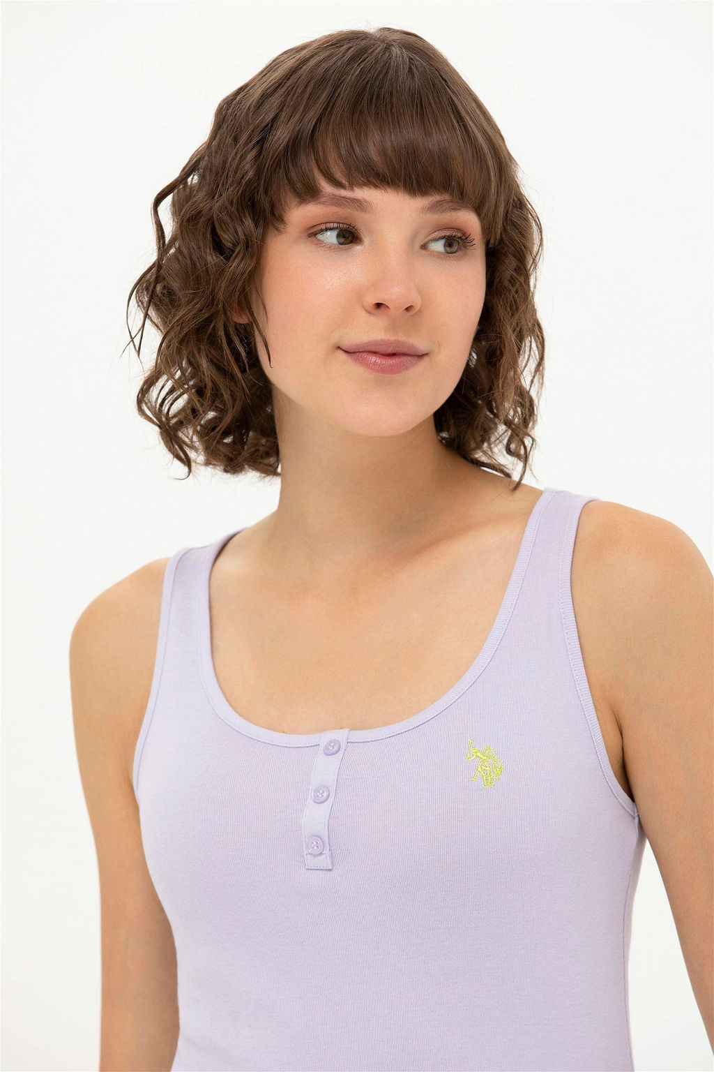 U. S. Polo Assn Женская сиреневая базовая футболка без рукавов с круглым вырезом - U.s. polo assn фото 4