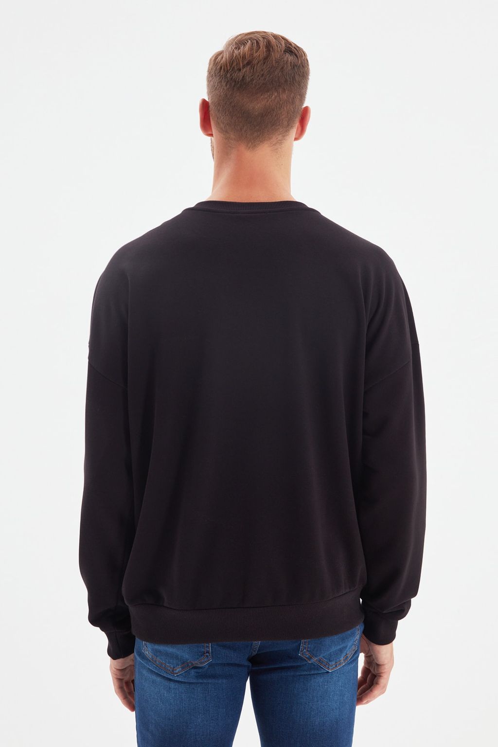 Siyah Oversize/Genis Kesim Sardonsuz Sweatshirt TMNAW22SW0612 - Trendyolmilla фото 7