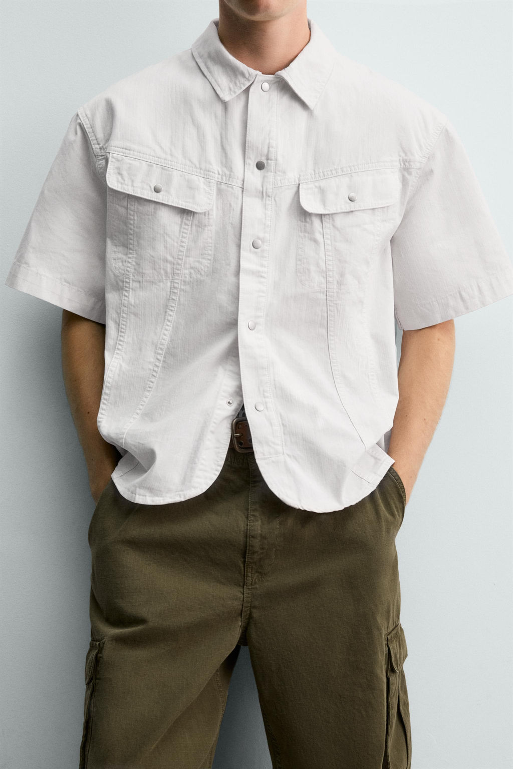 SOBRECAMISA LAVADA BOXY FIT / Blanco roto