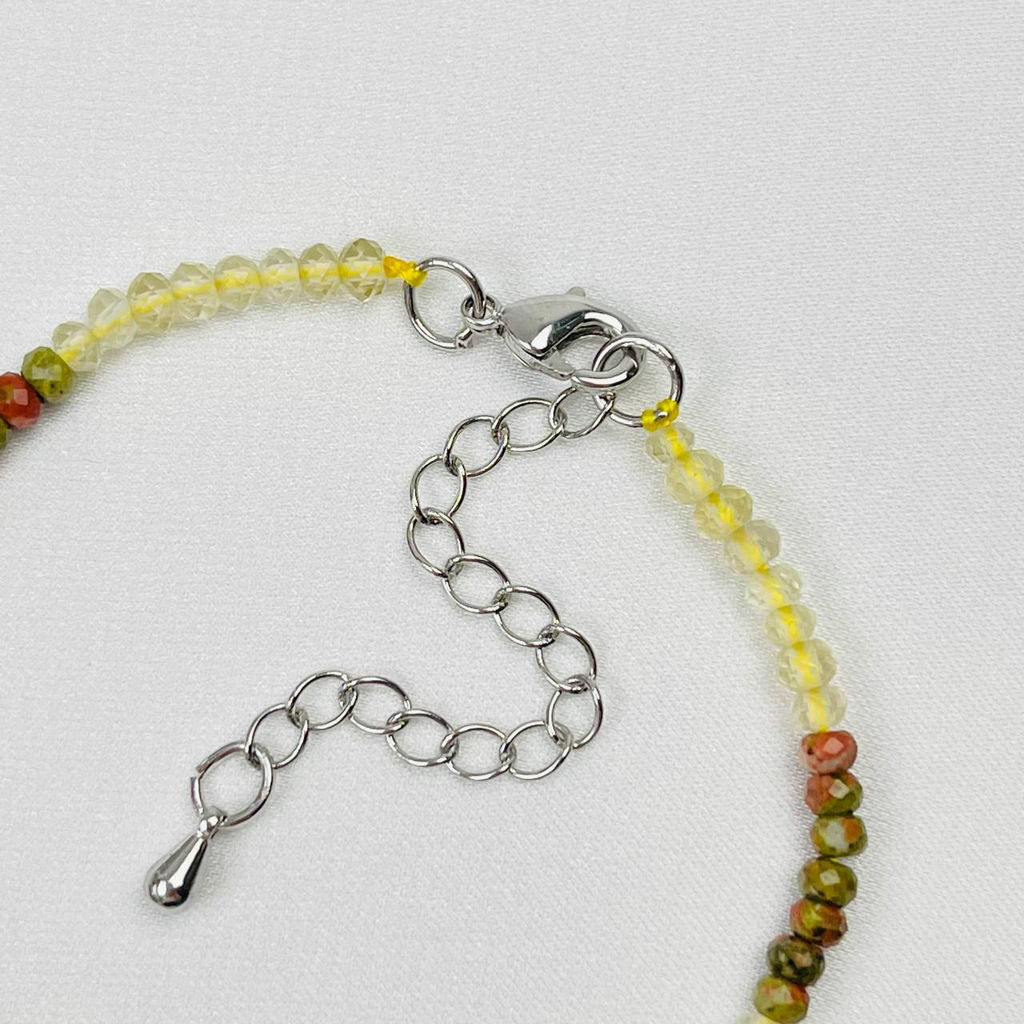 Браслет из Унакита и Лимонного кварца 16 см +