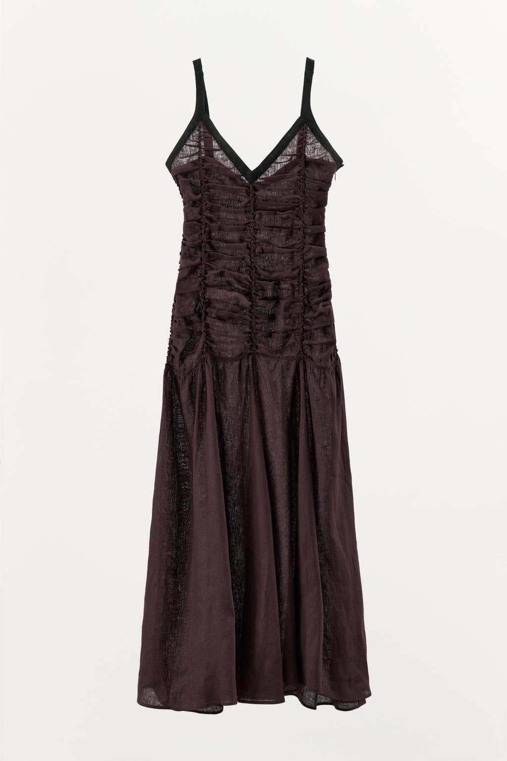 CONTRAST DRAPED LINEN DRESS - Zara фото 3