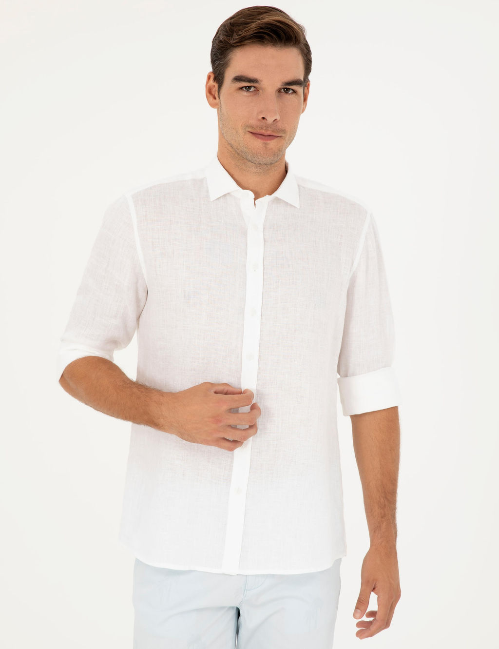 Beyaz Keten Regular Fit G_mlek - Pierre cardin фото 3